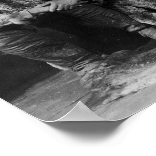 冬のエスキモー家族イグルー写真 ポスター (角)