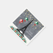 冬のエッフェルタワー、クリスマスバルーン夜間 スタンダードカクテルナプキン (角)