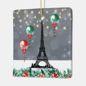 冬のエッフェルタワー、クリスマスバルーン夜間 セラミックオーナメント (左)