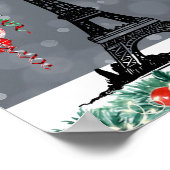 冬のエッフェルタワー、クリスマスバルーン夜間 ポスター (角)