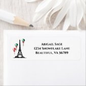 冬のエッフェルタワー、クリスマス風船の住所 ラベル (インサイチュ)