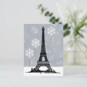 冬のエッフェルタワー、スノーフレーク風船クリスマス シーズンポストカード (スタンド正面)