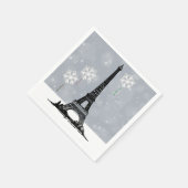 冬のエッフェルタワー、スノーフレーク風船クリスマス スタンダードカクテルナプキン (角)