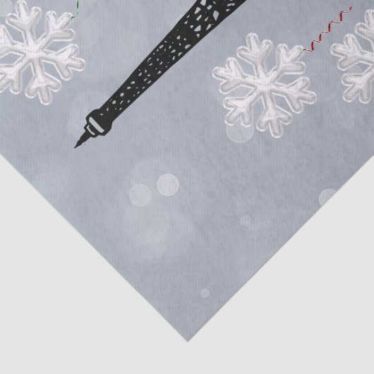 冬のエッフェルタワー、スノーフレーク風船クリスマス 薄葉紙 (詳細)