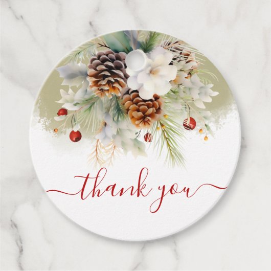 冬のエバエレガントーグリーンベイビーシャワーありがとう フェイバータグ (正面)