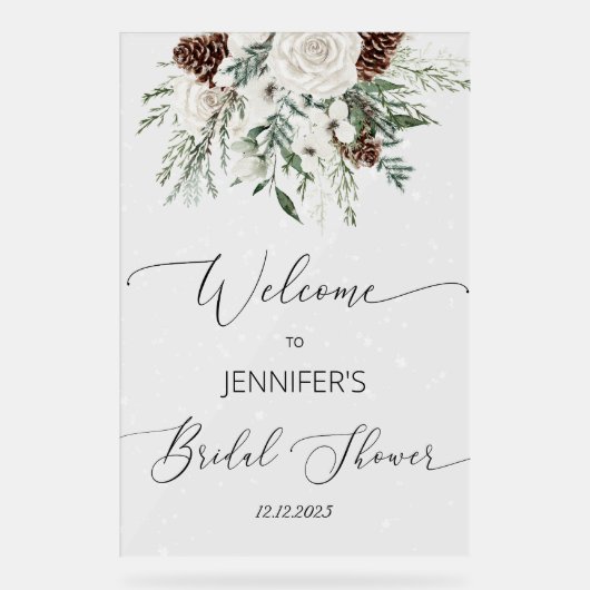 冬のエバーグリーンエレガントブライダルへようこそ アクリルサイン (正面)
