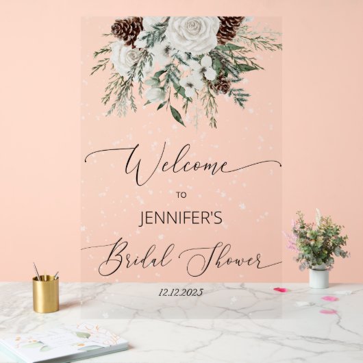 冬のエバーグリーンエレガントブライダルへようこそ アクリルサイン (ウェディング)