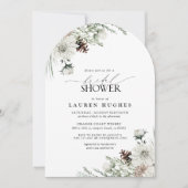 冬のエバーグリーンエレガントブライダルシャワーへの招待 招待状 (正面)