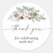 冬のエバーグリーンサンキューフェイスステッカー ラウンドシール (正面)