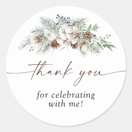 冬のエバーグリーンサンキューフェイスステッカー ラウンドシール (正面)