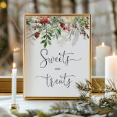 冬のエバーグリーンスイーツとお菓子テーブル ポスター