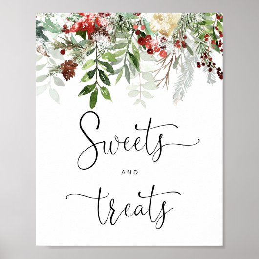 冬のエバーグリーンスイーツとお菓子テーブル ポスター (正面)