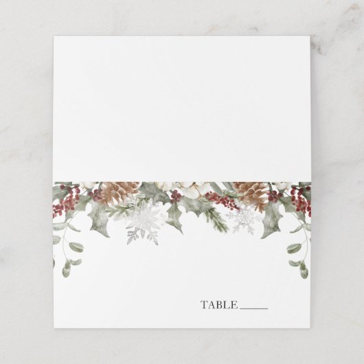 冬のエバーグリーンスノーフレーク名座席表 プレイスカード (外部開封)