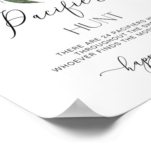 冬のエバーグリーンパシファイア狩りベビーシャワーゲーム ポスター (角)