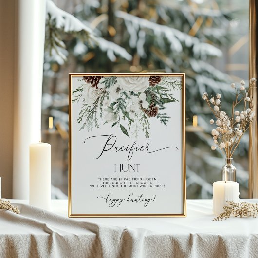 冬のエバーグリーンパシファイア狩りベビーシャワーゲーム ポスター