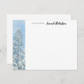 冬のエバーグリーンブルースカイパインターリーフラットノートカード ノートカード (正面/裏面)