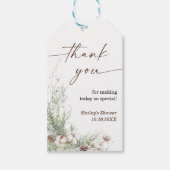 冬のエバーグリーンベビーシャワーメッセージカード ギフトタグ (正面)