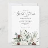冬のエバーグリーンモダンフォトブライダルシャワー 招待状 (正面)