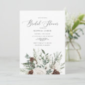 冬のエバーグリーンモダンフォトブライダルシャワー 招待状 (スタンド正面)