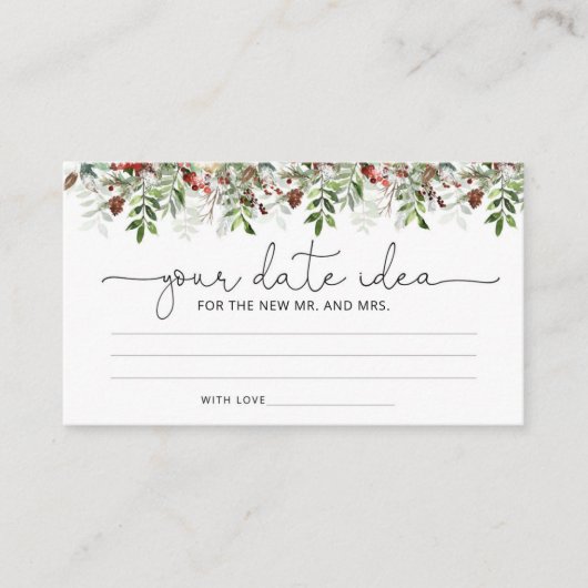 冬のエバーグリーン日付の夜のアイディア。日付jar エンクロージャーカード (正面)