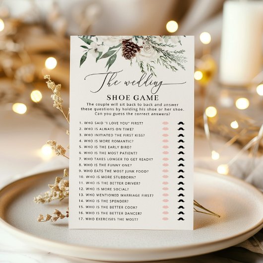 冬のエバーグリーン結婚の靴のブライダルゲーム
