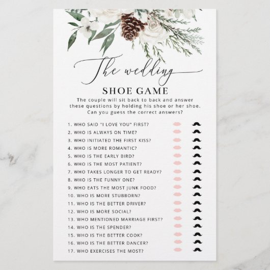 冬のエバーグリーン結婚の靴のブライダルゲーム (正面)