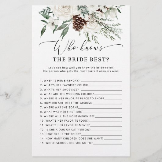 冬のエバーグリーン誰が花嫁のゲームを知っ最高のている (正面)