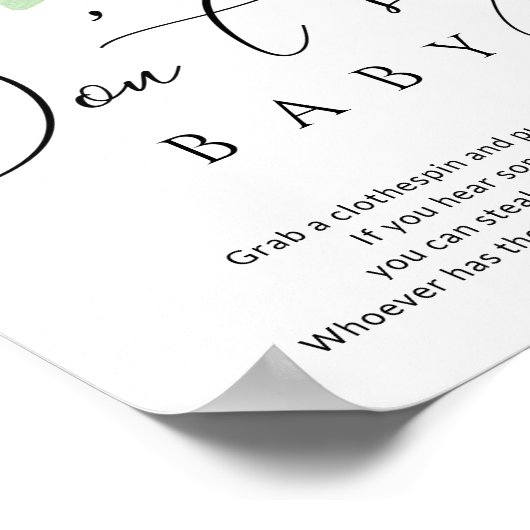 冬のエバーグリーン赤ちゃんシャワーのゲームポスターを言わない ポスター (角)