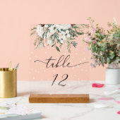 冬のエバ結婚ーグリーンのテーブル番号 アクリルサイン (ウェディング)