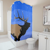 冬のエルクのへきれき – オリジナル野生生物アート シャワーカーテン (インサイチュ)