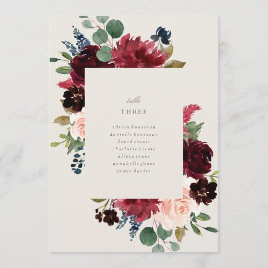 冬のエレガンステーブル番号座席カード メニュー (正面)