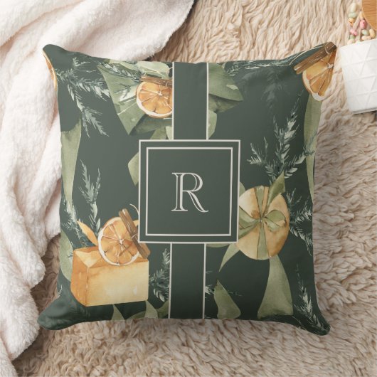 冬のエレガンス:水彩可逆モノグラム クッション (ブランケット)