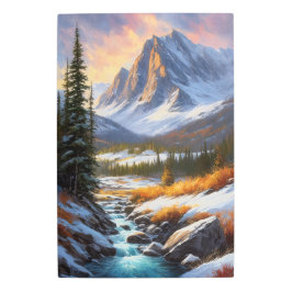 冬のエレガンス、雪魅力的の風景 メタルプリント