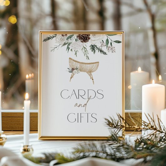 冬のエレガントなベビー用品のカードとギフトのポスター ポスター