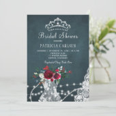 冬のエレガントなルースドフラワーチックなブライダルシャワーのお知らせ 招待状 (スタンド正面)