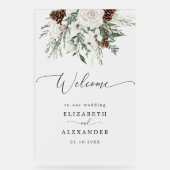 冬のエレガントな結婚式の歓迎フロスト アクリルサイン (正面)