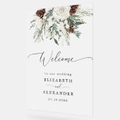 冬のエレガントな結婚式の歓迎フロスト アクリルサイン (傾斜)