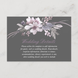 冬のエレガントな花の結婚式の披露宴の詳細 エンクロージャーカード