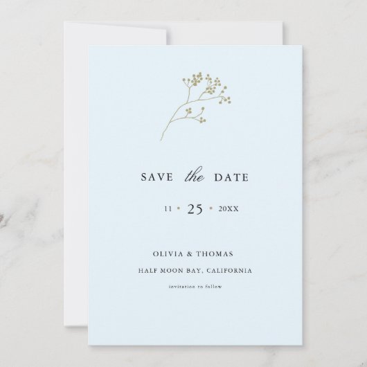 冬のエレガントアイスフォトウェディング日付を保存 招待状 (正面)