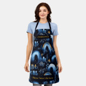 冬のエレガントアーチパターンエプロン名前をカスタムする エプロン (着用した状態)