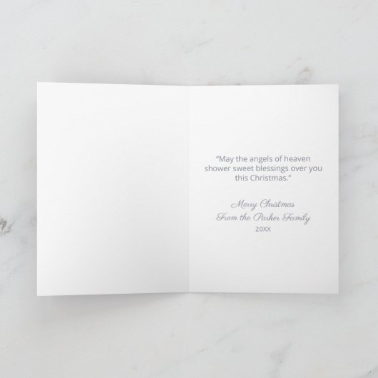 冬のエレガントクリスマスエンジェル シーズンカード (内部)