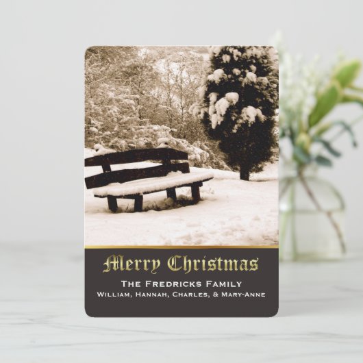 冬のエレガントシーンのクリスマスグリーティングカード シーズンカード (スタンド正面)