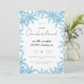 冬のエレガントスノーフレークオーネダーランドファースト誕生日 招待状 (スタンド正面)