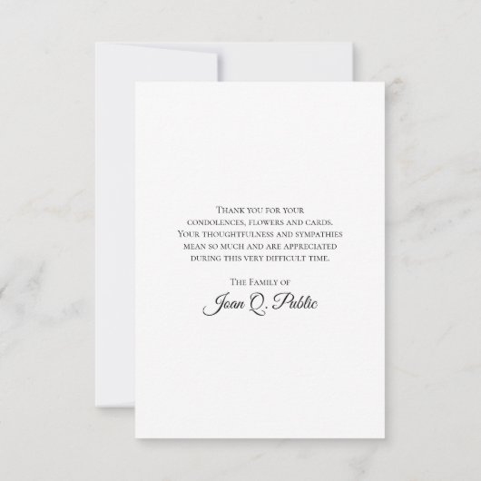 冬のエレガントスノーフレーク葬儀悔やみや弔慰 サンキューカード (裏面)