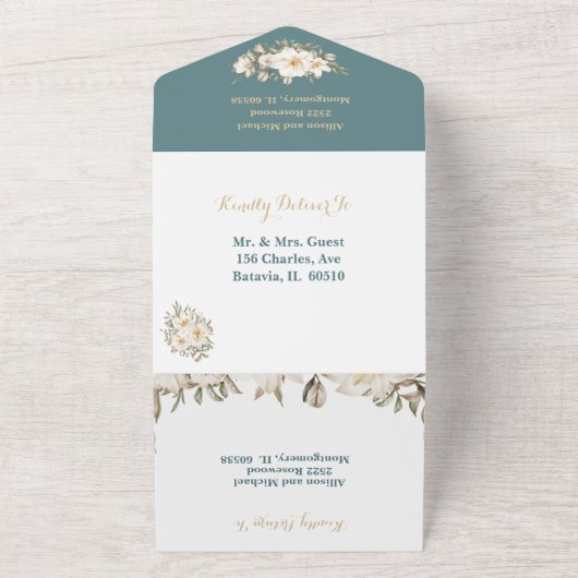 冬のエレガントテーマ – オールインワンウェディング招待状 オールインワン招待状 (外側)