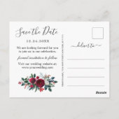 冬のエレガントバラの葉の結婚式の日付を保存 ポストカード (裏面)