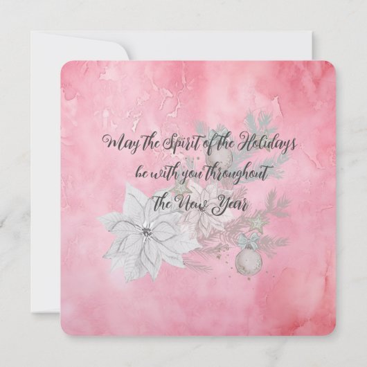 冬のエレガントピンクのクリスマスツリーシーン カード (裏面)