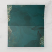 冬のエレガントピンクのバラ赤い果実の緑 プレイスカード (内部開封)