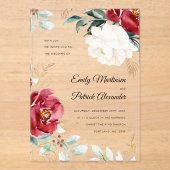 冬のエレガントフローラのクリ結婚スマス アクリル招待状 (正面)