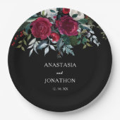 冬のエレガントフローラのクリ結婚スマス ペーパープレート (正面)